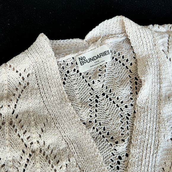 No Boundaries Cream Cable Knit Cardigan Sweater - Picture 2 of 6